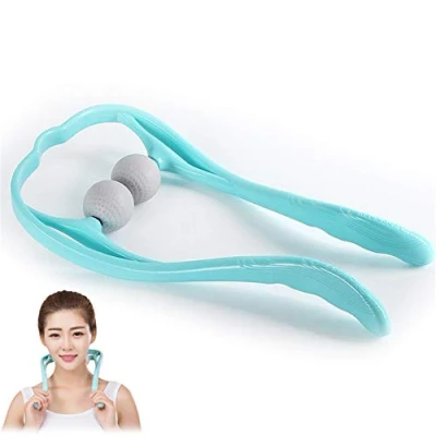 Image of Neck Manual Massager, Portable Handheld Shoulder Massage Tool, Shiatsu Deep Tissue Pressure Trigger Point Pain Relief Roller Muscle Relaxation Massager for Home Office (Blue)