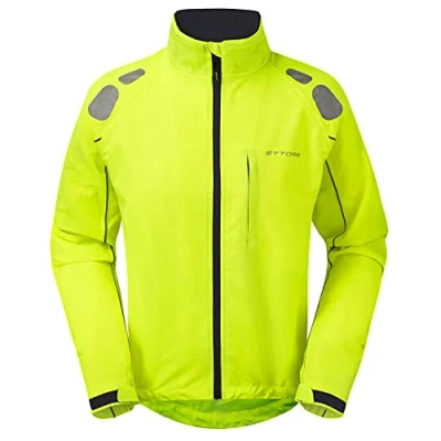 Image of Ettore Mens Cycling Jacket Waterproof Breathable High Visibility Yellow Night Eagle II M