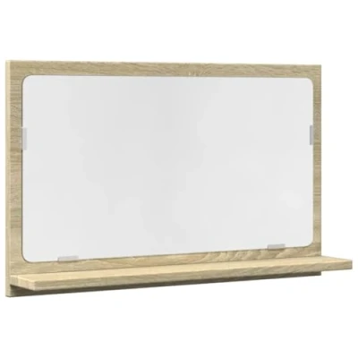 Image of vidaXL Mirror Bathroom Cabinet Wood Engineering Sonoma Oak 60 x 11 37 cm, Cabinet, with Wardrobe, Wardrobe Vanity