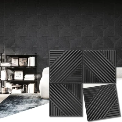 Image of Art3d 33 Pack 3D Wall Panels for Interior Decor, Textured Accent Paneling Living Room, Bedroom, TV Background, 12&quot;x12&quot; Black