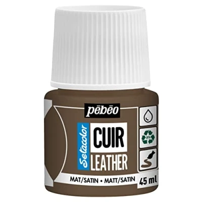 Image of PEBEO Setacolor Leather Acrylic Paint for and Leatherette Customization Bag, Shoe, Sneaker Resistance to scratches, folds, rubbing Matt/Satin finish Expresso Brown 45 ml