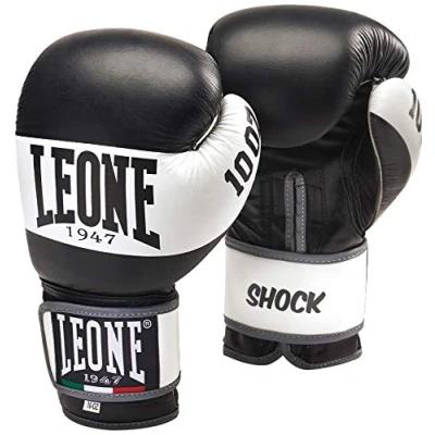 Image of LEONE 1947, Shock Boxing Gloves, Unisex Adult, Black, 16 OZ, GN047