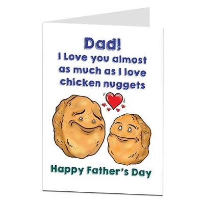 Image of Funny Happy Father&#039;s Day Card Chicken Nugget Theme Blank Inside To Add Your Own Personal Dad Greeting