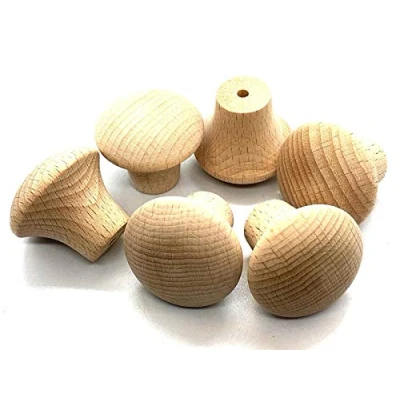 Image of Shaker KNOBS 32mm Sanded Beech Fluted Wood Cupboard Door Cabinet Drawer knob (12)