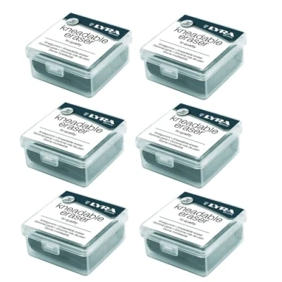 Image of Lyra Drawing Art Kneading Erasers Gray, Artist Drawing, Eraser, Charcoal Pastels, Moldable Putty Rubber Sketching Supplies, Design Eraser with Case 6 Pack, Grey