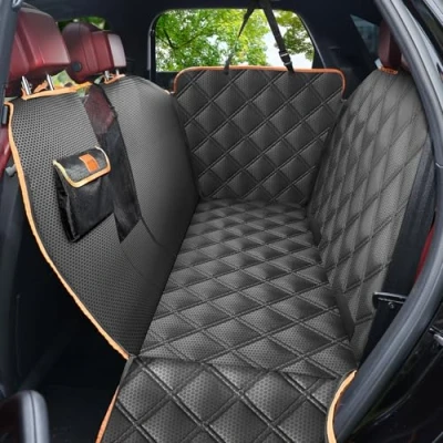 Image of KYG Dog Car Seat Cover Luxury Scratchproof Nonslip Waterproof Hammock for with Visual Window Side Flaps Storage Bags Rear Fits Cars/Trucks/SUV XL size 135 * 175cm
