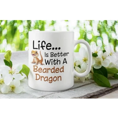 Image of Decalarama Bearded Dragon Mug Gift Life is Better with A Nice Funny Novelty Pet Owner Lover Fan Cup Present