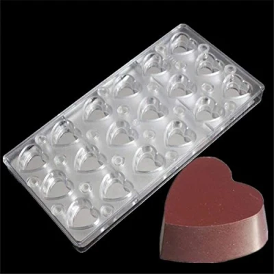 Image of 18 Cavities Heart Shaped Polycarbonate Chocolate Mold,Magnetic Transparent Sheet Mold, PC Clear Baking Tray, Handmade Confectionery Candy Maker, DIY Bakeware Mold for Cake Jelly