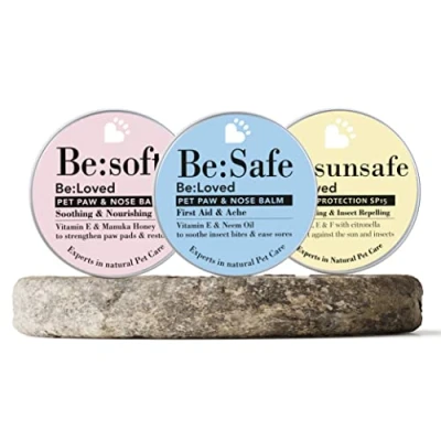 Image of Be:Loved Pet Balm Bundle Soothes Minor Injuries, Moisturises Skin, and Protects from the Sun, Tested on Humans, Natural Grooming Care with Nourishing Ingredients, Made in UK (Set of 3)