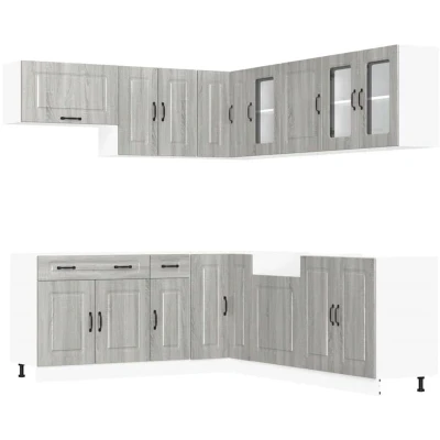 Image of Vidaxl 11 Piece Kitchen Cabinet Set Kalmar Grey Sonoma Engineered Wood