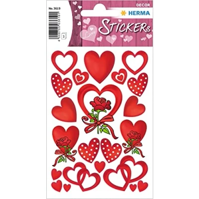 Image of Herma Love Stickers Self Adhesive with Motifs for Valentine&#039;s Day, Wedding, Crafts, Scrapbooking or as a Gift, 36 Decorative Permanent Hearts &amp; Roses
