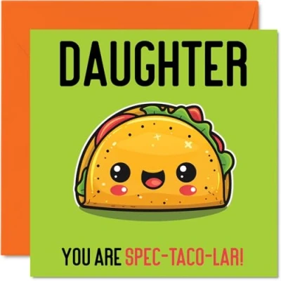 Image of Birthday Cards for Daughter Spec Taco lar Funny Happy Card from Mum Dad, Gifts, 145mm x Joke Greeting Women Her