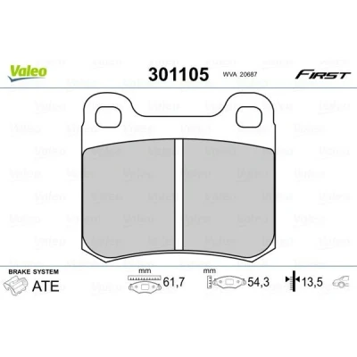 Image of 0004208820, 0014200120, 14200120, 4208820, A0004208820 Brake pad set VALEO 301105 FIRST Rear Axle excl. wear warning contact without anti squeak plate