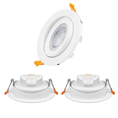 Image of ENUOTEK Dimmable Angled 12W Sloped Ceiling LED Recessed Down Lights, Directional Spot Lamps, CCT Adjustable 3000K 4000K 5000K, 40º Beam Angle, Cut Hole Diameter 120 130MM, 3 Pack
