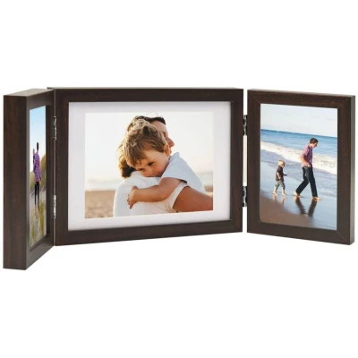 Image of vidaXL Trifold Photo Frame Collage Dark Brown 22x15 cm+2x
