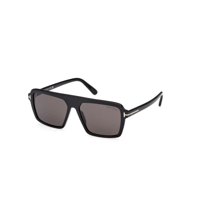 Image of TOM FORD Man FT1176 VINCENT 01A Sunglasses Acetate Black Smoke Pilot Normal