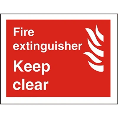 Image of Seco Fire Extinguisher Keep Clear &amp; Sign, 200mm x 150mm Self Adhesive Vinyl