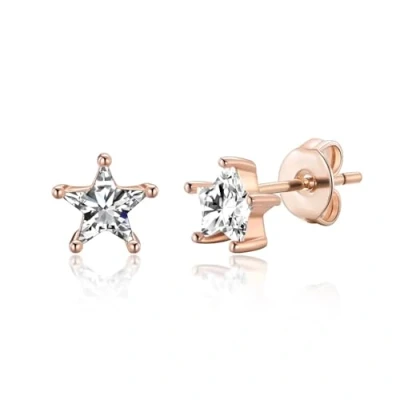 Image of Philip Jones Rose Gold Plated Star Earrings Created with Zircondia® Crystals