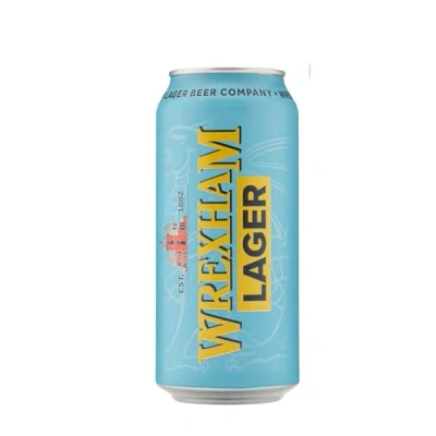 Image of Wrexham Lager Cans Pack of 24 x 440ml, 4% ABV, Premium Vegan Friendly