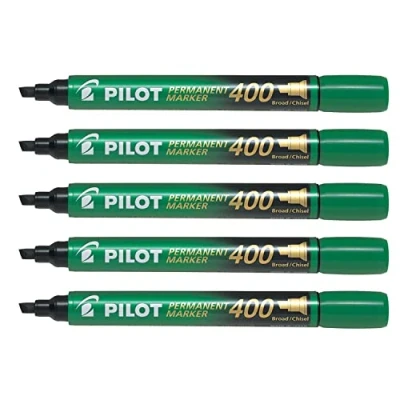 Image of PILOT Set of 6 Permanent Markers SCA 400 Wide Bevel Tip Greenaa