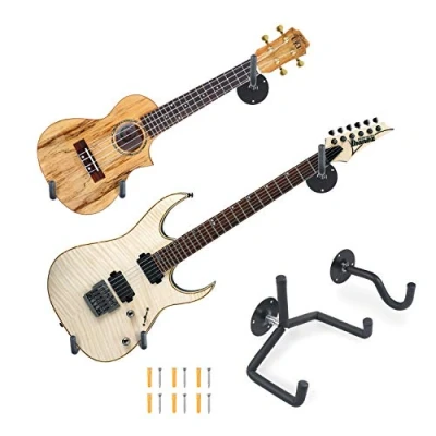 Image of WESOLO Electric Guitar Wall Hanger Ukulele Mount Slatwall Horizontal Hawaiian Holder Bass Stand Rack