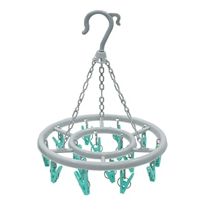 Image of JVL Round Sock Dryer Complete 16 Pc Clothes Pegs, Aqua, Grey, White, One Size (19 292)
