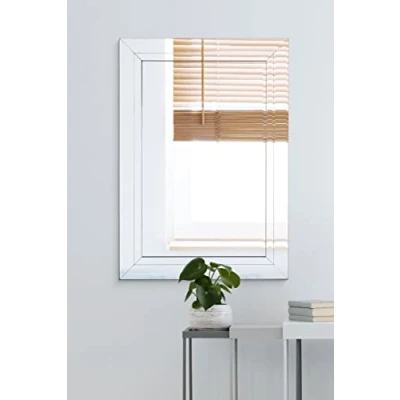 Image of MirrorOutlet Large Modern Venetian All Glass Double Edged Wall Mirror 2Ft3 X 3Ft3 (70cm 100cm), 61x51,Frameless,YC066