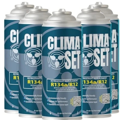 Image of ClimaSet A/C Gas for Car Air Conditioning R134a Replacement 1994 to 2016 Cars Nature Conscious Non Toxic Corrosion Resistant 5 Pieces 1400 g