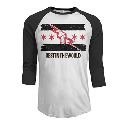 Image of Yaxinduobao cm Punk Best in The World Men&#039;s 3/4 Sleeve Raglan Baseball T Shirts Black