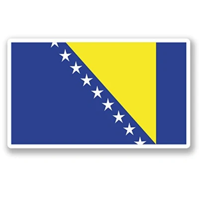 Image of 2 x 10cm Bosnia &amp; Herzegovina Flag Vinyl Sticker Bike Laptop Car Travel #5300 (10cm Wide 6cm Tall)