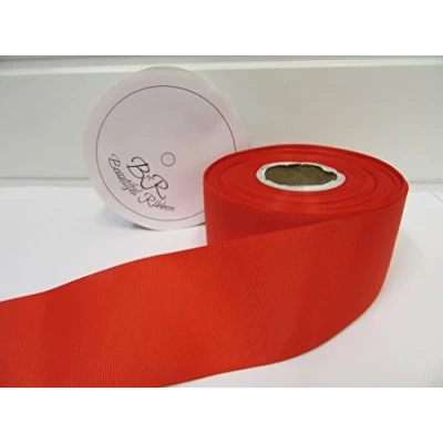 Image of 2 metres of 50mm Grosgrain Ribbed Ribbon Poppy Bright Red Double Sided 50 mm 5cm 2&quot; Inch