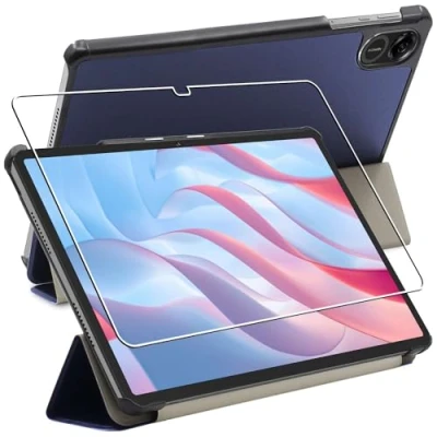 Image of ebestStar for Honor Pad X9 Case, Smart Cover Magnetic Flip Protection, PU Leather, Dark Blue + Glass Screen Protector