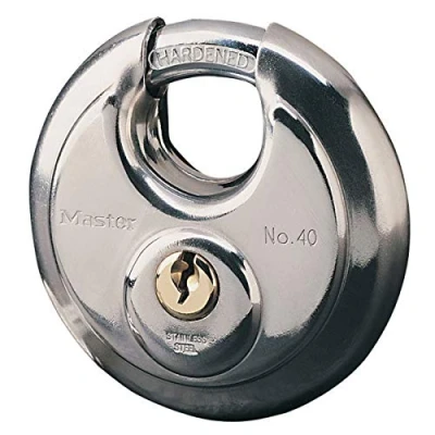 Image of Master Lock 40EURD Marine Disc Padlock with Key, Grey, 9,6 x 7 2,8 cm
