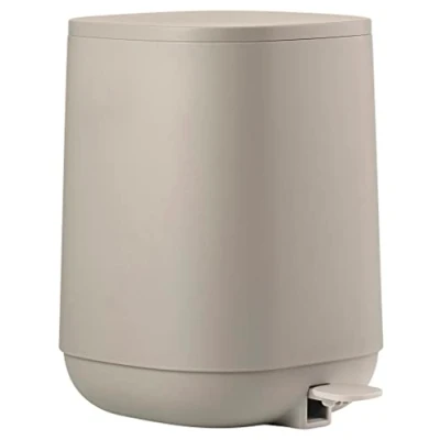 Image of Zone Denmark Time Bathroom Waste Bin, Small Cosmetic Bin with Lid, Diameter 20.8 cm, Height 27.5 Capacity 3 Litres, Concrete