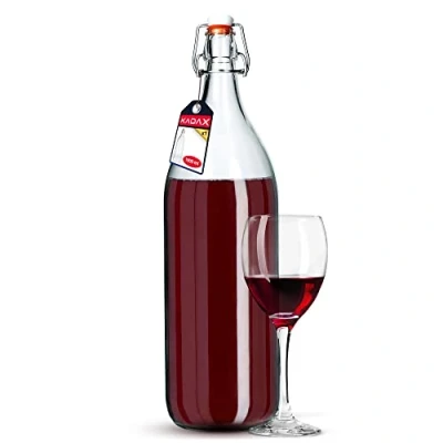 Image of KADAX Swing Top Bottle 1.9 L, Flip Glass with Rubber Stopper, Fermentation Bottle, Container for Kombucha, Wine, Beer
