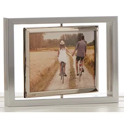 Image of Shudehill Giftware Bright Silver Spin Frame 7x5 Photo Size