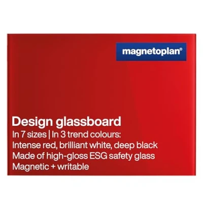Image of HOLTZ OFFICE SUPPORT GMBH Designer Glass Board, Magnetic, WxH 800 X 600mm, Colour Intense Red