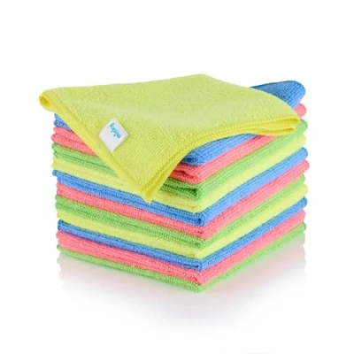 Image of Minky Microfibre Multi Pack Bundle Cloth Set of 12, Multipurpose Duster, Reusable Home Essentials, Multiuse Cleaning Products, Lint Free, 4 Colours, Soft Cloths (12)