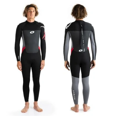Image of Osprey Men&#039;s Full Length 5mm Triathlon Wetsuit, Winter Adult Neoprene Surfing Diving Pro, Red, Small Tall