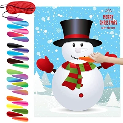 Image of Funnlot Christmas Party Games Eve Pin the Nose on Snowman for Chrismtas Kids Box Fillers Families Xmas Game