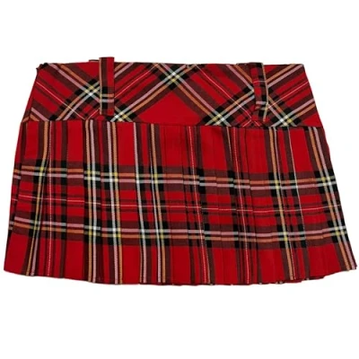 Image of Crazy Chick® Ladies Women Girls Scottish 12 Inches Tartan Check Pleated Mini Short Kilt Skirt 6 Colours (14, Red)