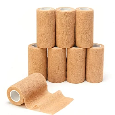 Image of Cohesive Bandage Tape 10cm X 4.5m, 8 Rolls Self Adhesive Vet Wrap for First Aid, Sports, Sprains &amp; Swelling, Human, Animals