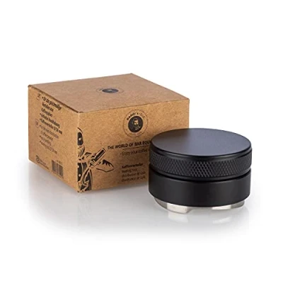 Image of Buddy&#039;s Bar Barista Edition, coffee distributor, diameter 53 mm base, height: 3.5 cm, levelling tool for espresso grounds made of stainless steel, aluminium, portafilters, black