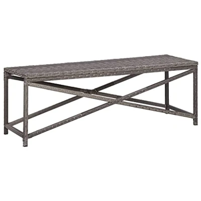 Image of vidaXL Grey Garden Bench, 120 cm Durable and Stylish Outdoor Seating Solution in Poly Rattan Material, Ideal for Patio Poolside Use