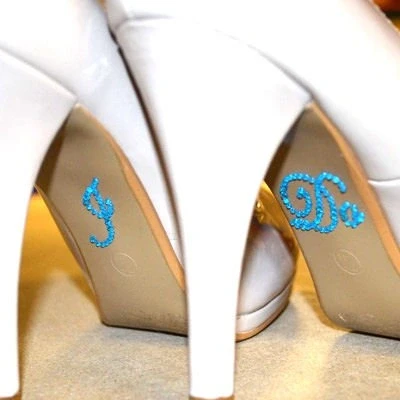 Image of wonkydragon I Do light blue Crystal Wedding Shoe stickers crystal. fun stickers. ideal for weddings etc