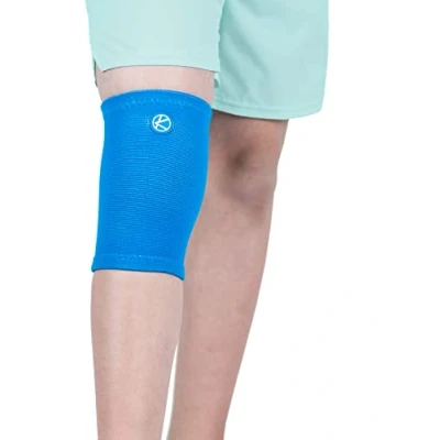 Image of KARM Kids Knee Support Sleeve Childs Compression for Children Girls &amp; Boys Junior Sports Football Joint Pain Conditions (Blue)