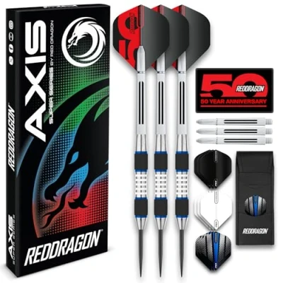 Image of RED DRAGON Evos: 24 Gram Blue Tungsten Darts Set with Flights, Shafts (Stems) and Wallet