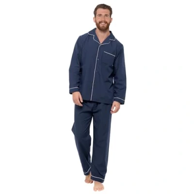 Image of Strong Souls Mens Pyjamas Traditional 2 Piece Pjs Dark Navy Extra Large