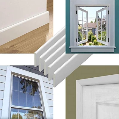 Image of UPVC Plastic Trim 45mm x 1.25m 5 Pack White Architrave Skirting Board/Window Finishing