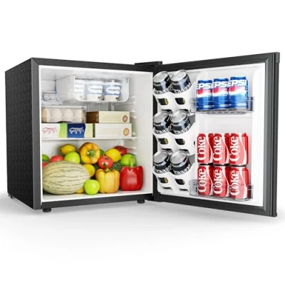 Image of EUHOMY 46L Mini Fridge Small Table Top with Reversible Door &amp; Chiller Box, 7 Level Adjustable Thermostat, Low Noise (39 dB) Perfect for Bedroom Office, Energy Efficient, Black